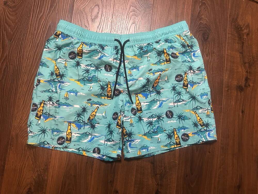 Corona Extra Tropical Beer Print Swim Trunks